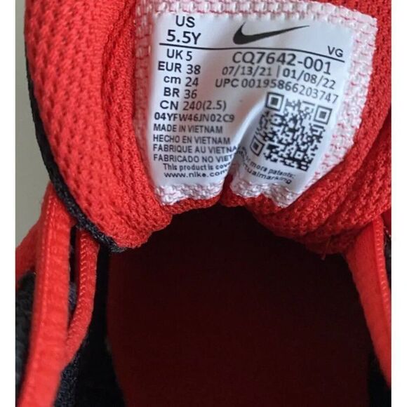 SIZE 5.5Y Nike Force Trout 7 GS Black Challenge Red Customizable Baseball Cleats - Picture 6 of 9